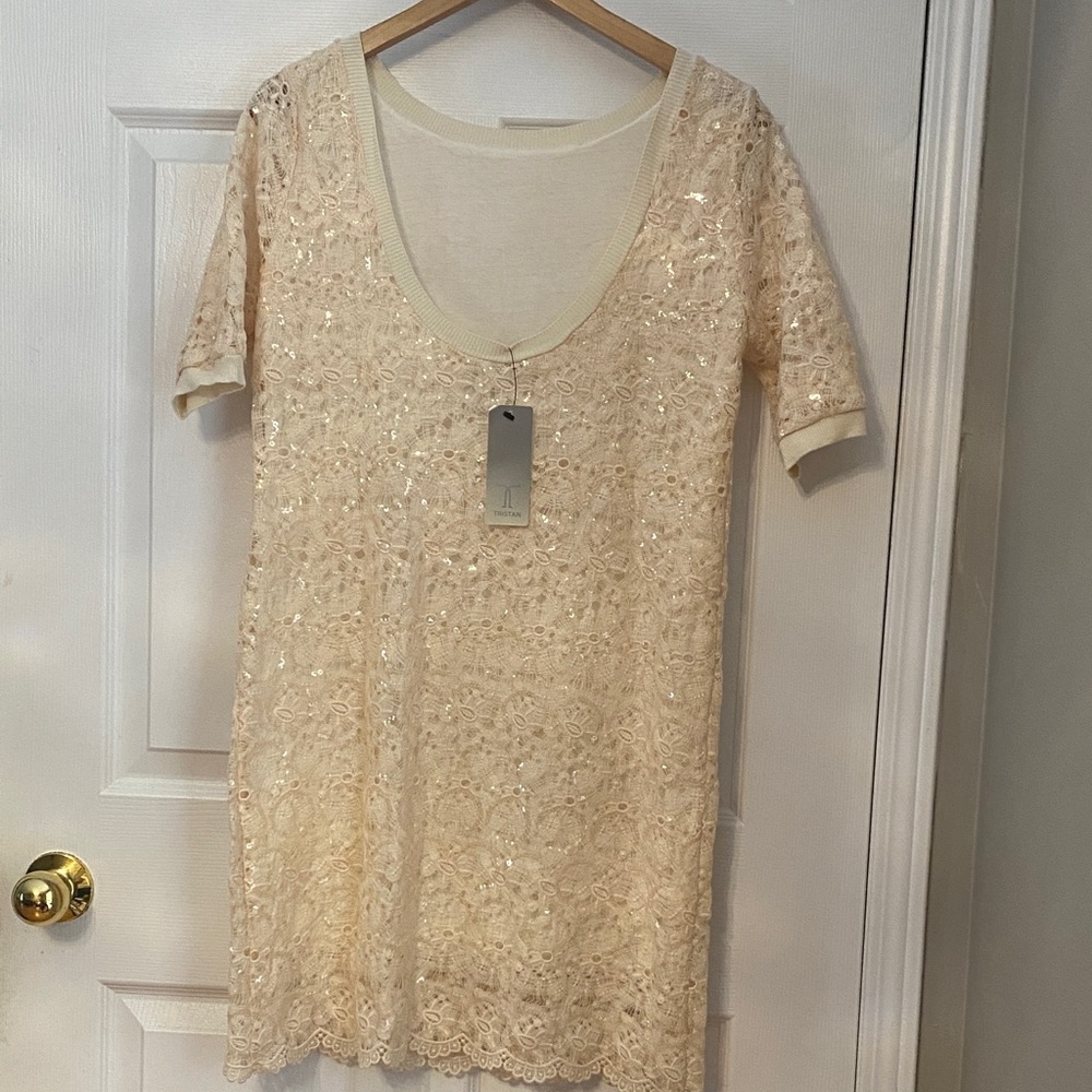 Tristan Cream Sequin Mini Dress
